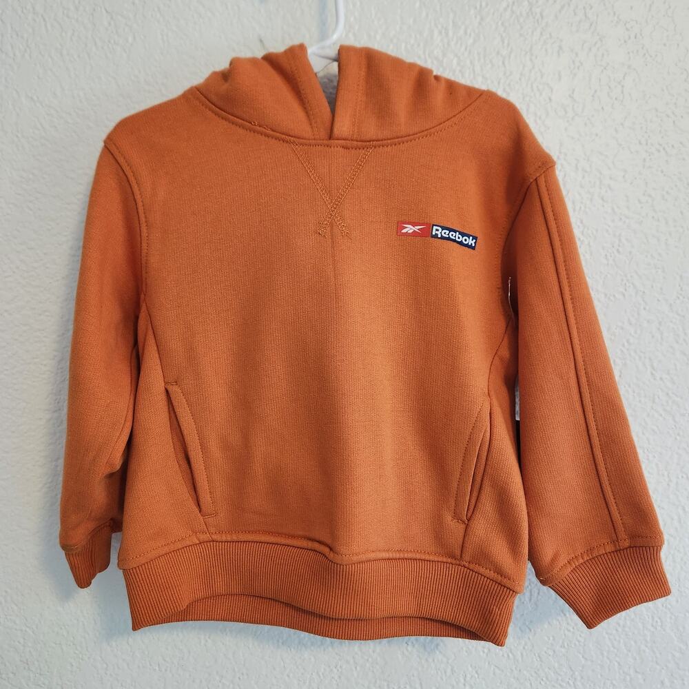 Reebok Toddler Size 3T Orange‎ Logo Hooded Sweatshirt Pockets NWT